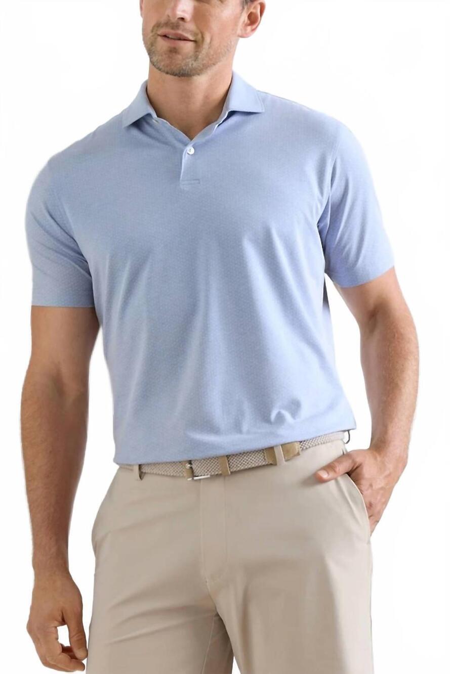 NEW PETER MILLAR albatross diamond cotton-blend piqué polo in dusk blue